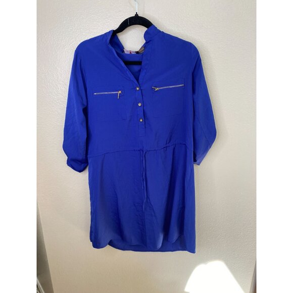 Speed Control New York Womens Royal Blue Tunic Dress W/Front Zipper Pocket L - Picture 2 of 8